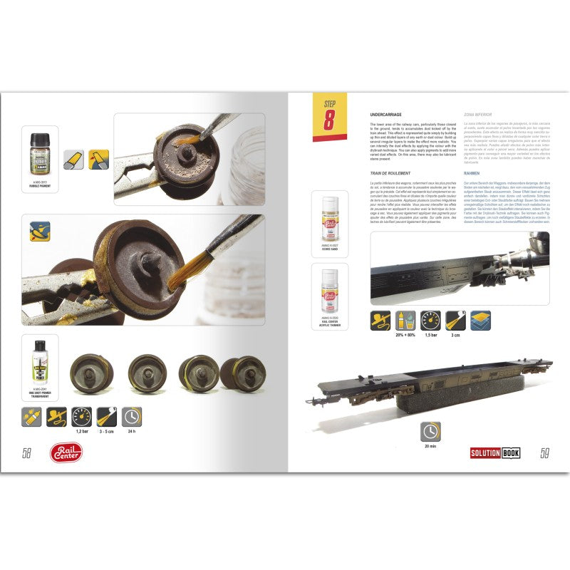 Rail Center - Solution Book 03 - How to Weather British Trains (Eng, Cast, Français, Deutsch) | Ammo by Mig Jimenez | MIGR1302