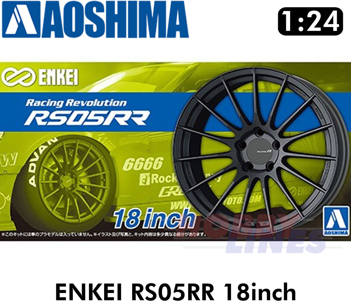 Aoshima Wheel & Tyres ENKEI RS05RR 18inch 1:24 Set of 4 Tuned Parts 06119