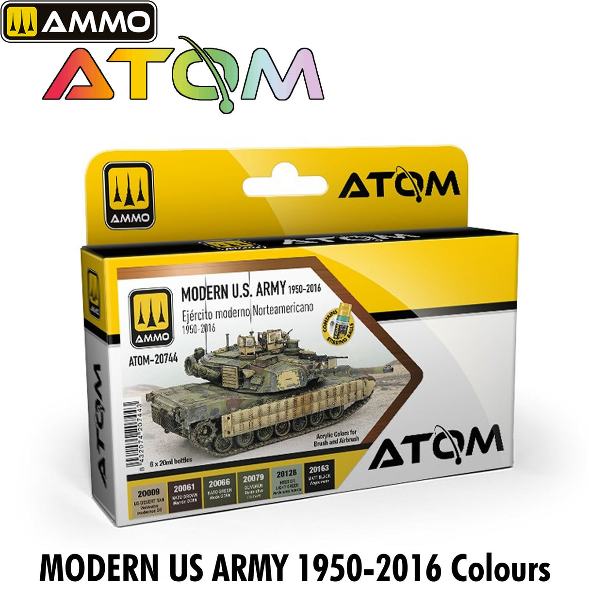 ATOM US ARMY 1950-2016 Set - 6 x 20ml Acrylic Paint  | Ammo by Mig Jimenez