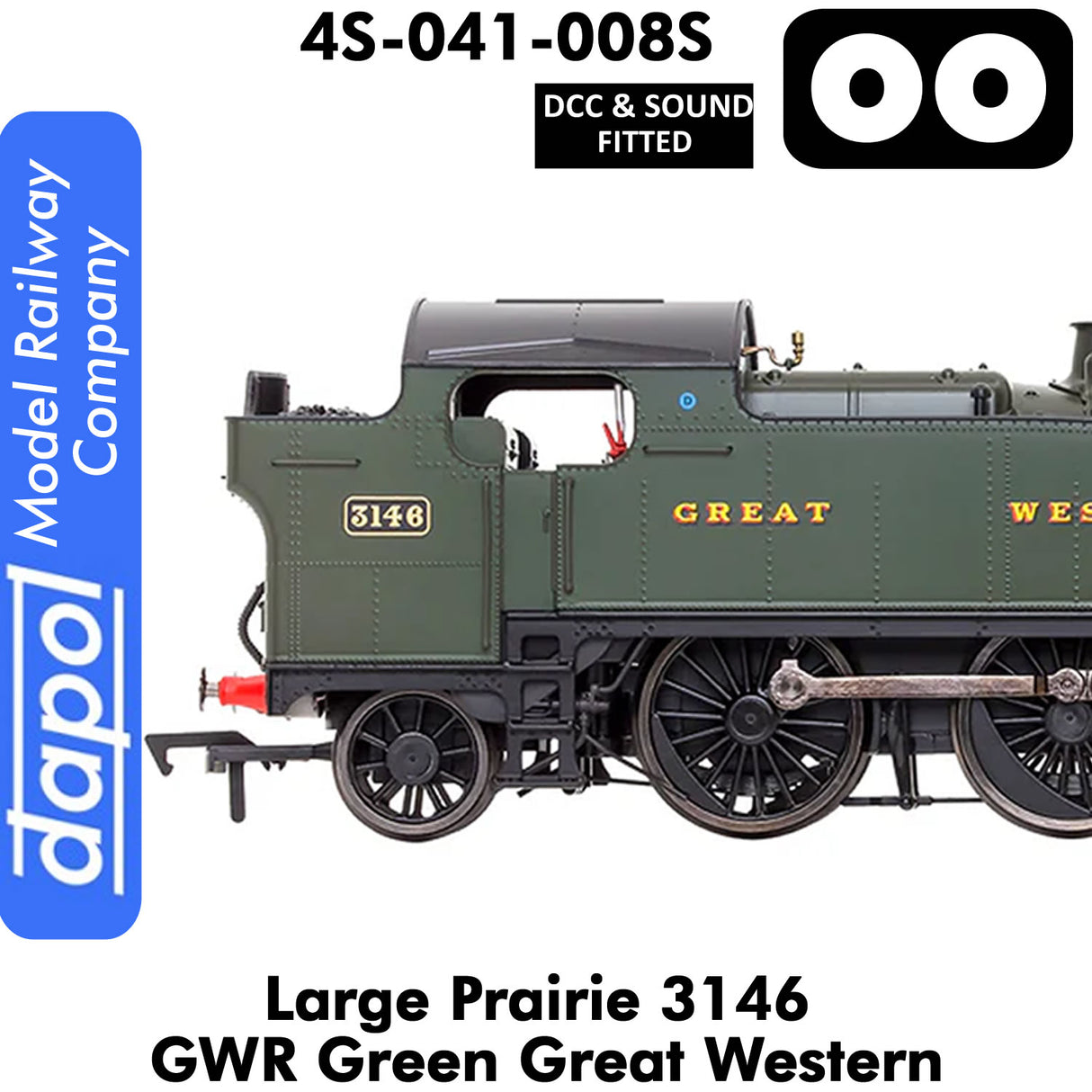 LARGE PRAIRIE 3146 GWR DCC & Sound Steam Locomotive | Dapol | 4S-041-008S