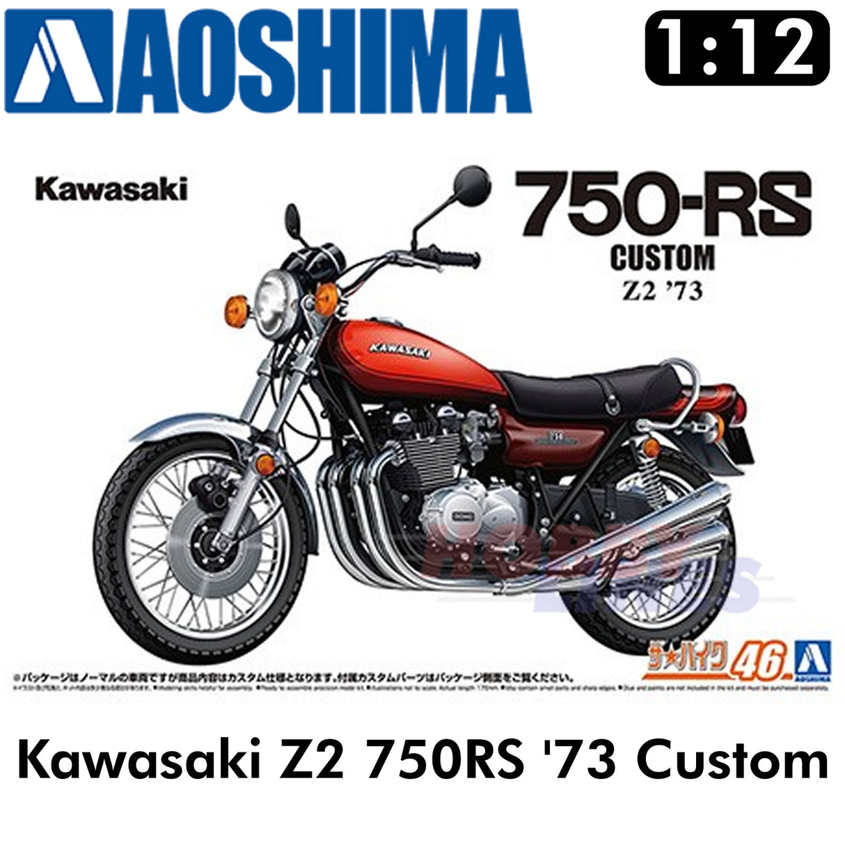KAWASAKI Z2 750RS '73 CUSTOM motorcycle 1:12 kit Aoshima 06676