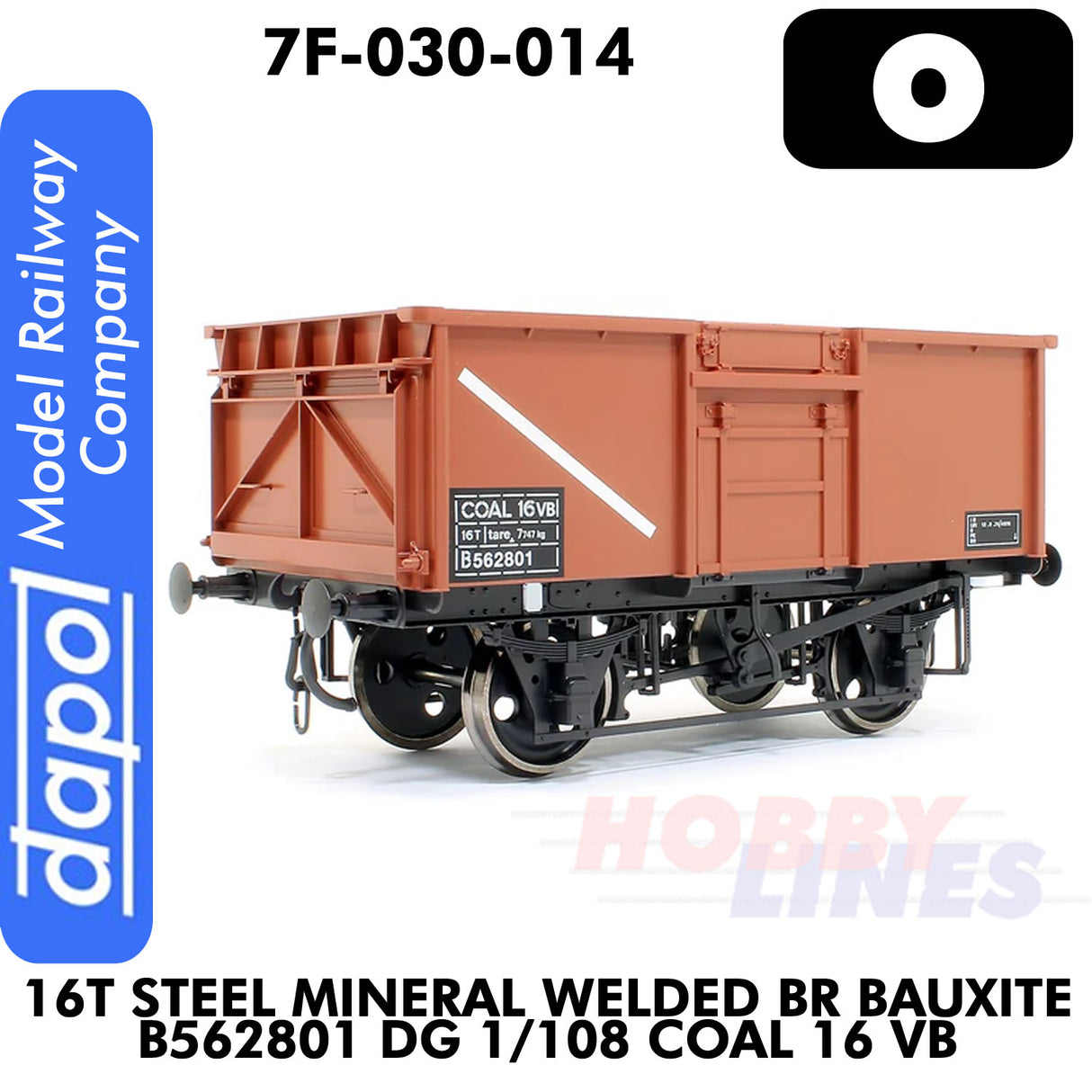 16T Steel Mineral Wagon Welded BR Bauxite B562801 Dg 1/108 Coal | Dapol | 7F-030-014