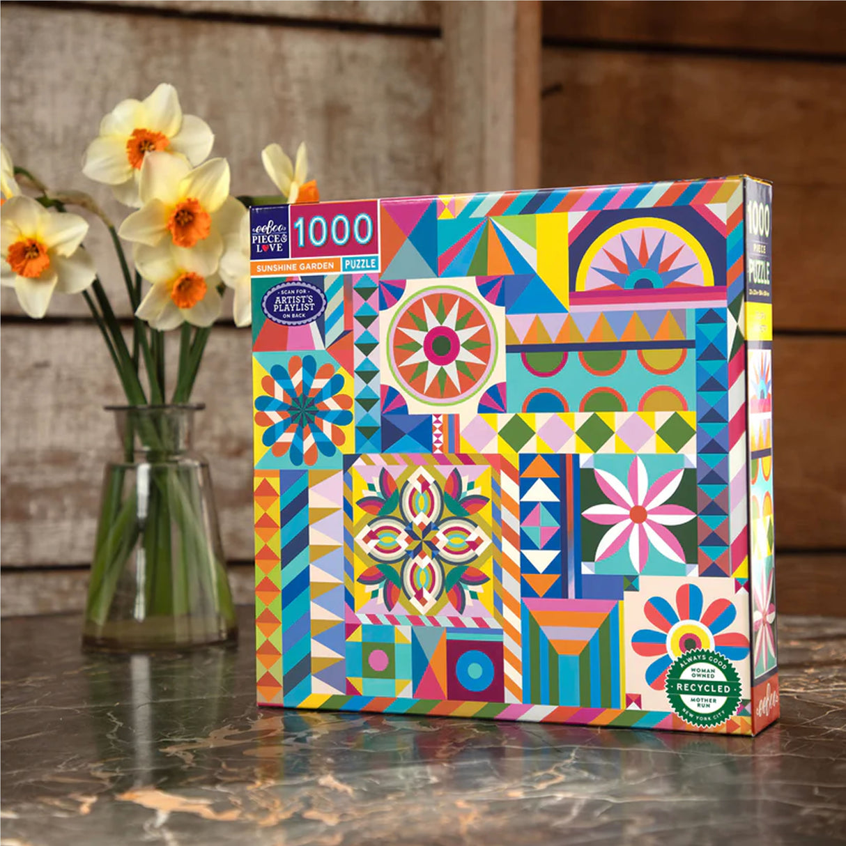 eeBoo SUNSHINE GARDEN 1000 pc Square Jigsaw Puzzle Super Deluxe PZTSNG