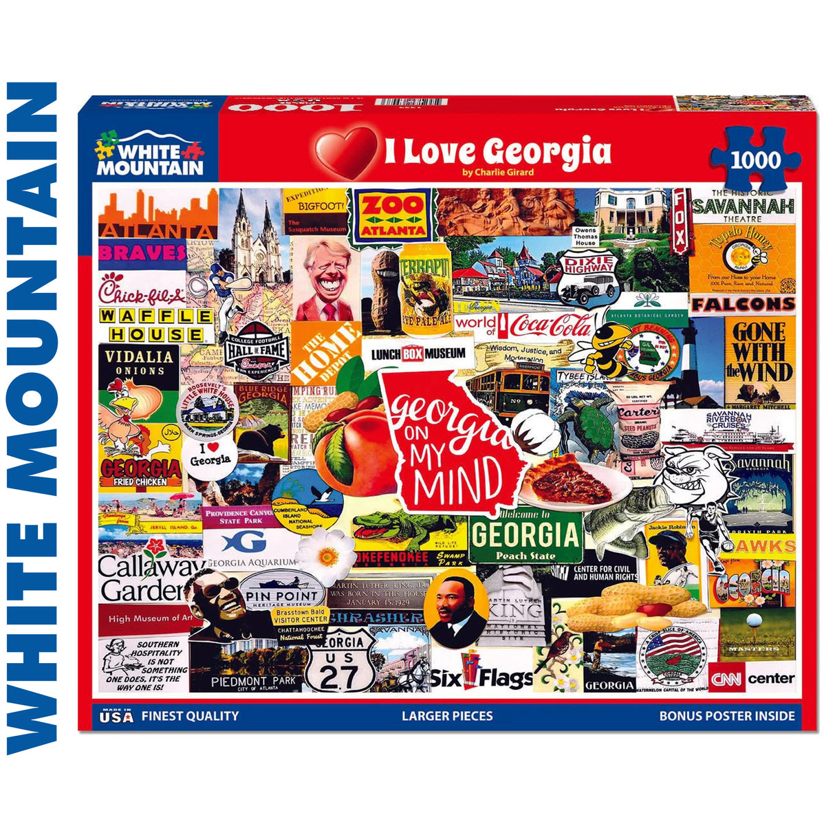 I LOVE GEORGIA 1000 pc super deluxe Jigsaw Puzzle WHITE MOUNTAIN 1553pz