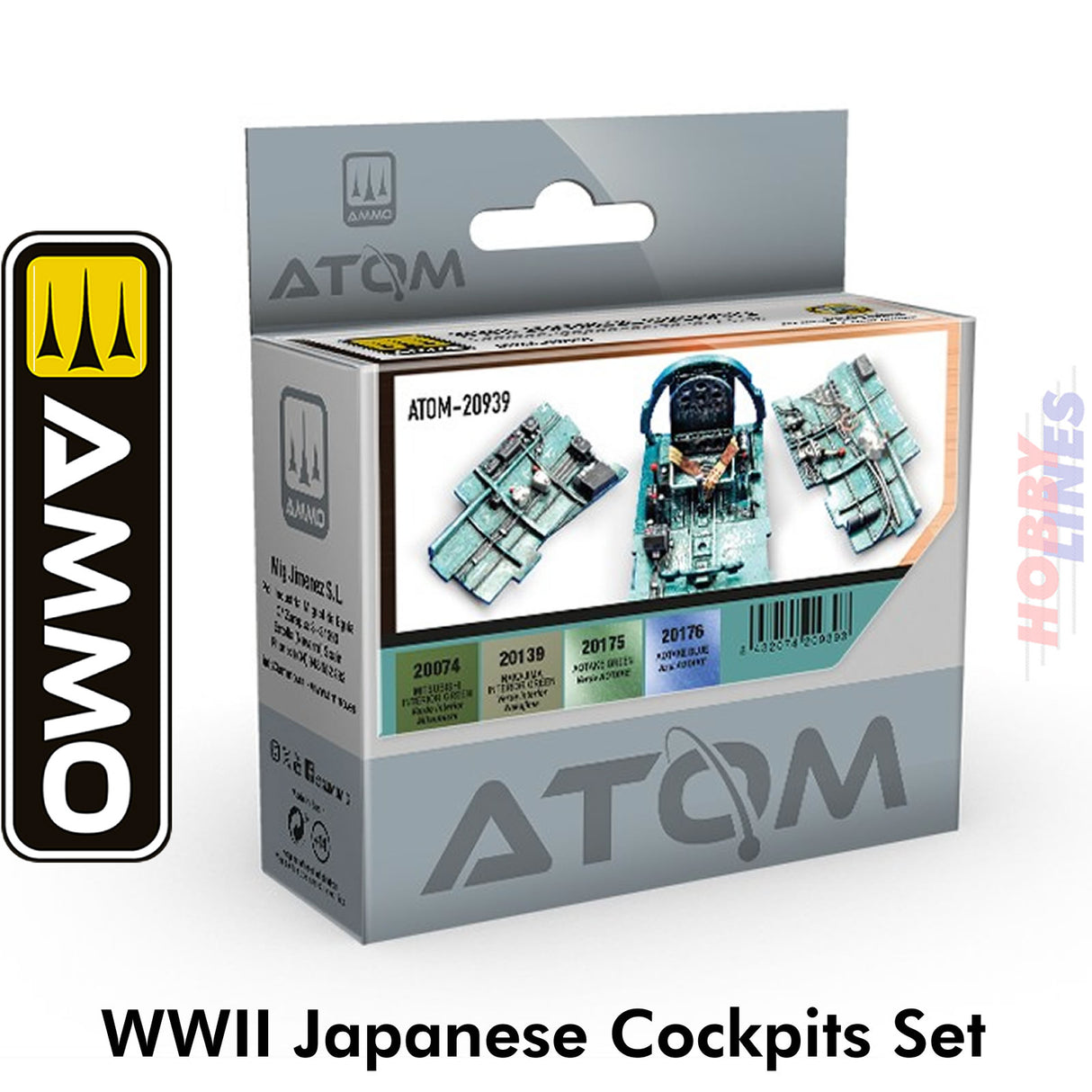 ATOM WWII Japanese Cockpits - 4 x 20ml Bottles Acrylic Paint | Ammo by Mig Jimenez | ATOM20939
