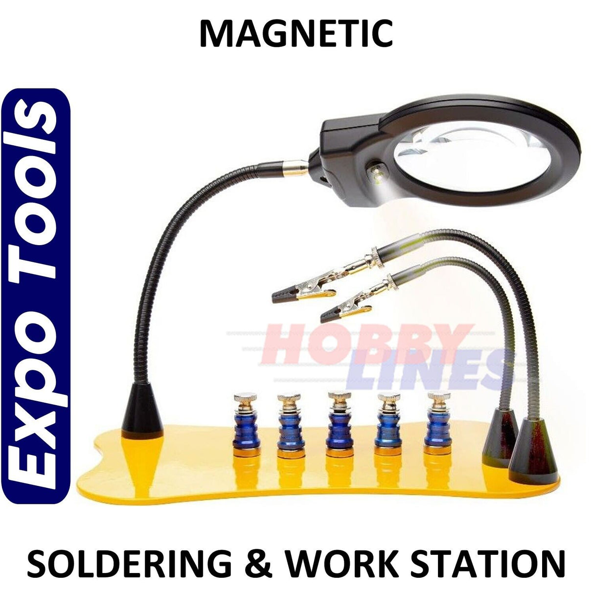 MAGNETIC SOLDERING & WORK STATION with LED Light Magnifier Model Craft PCL2500