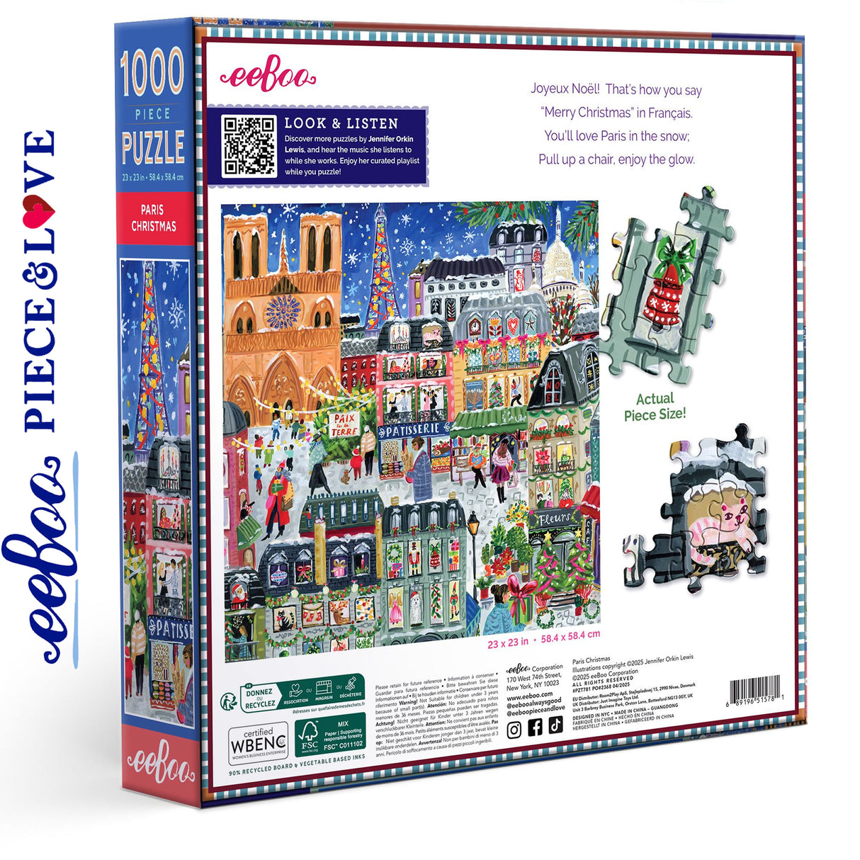 Paris Christmas 1000 pc Puzzle | eeBoo |PZT781