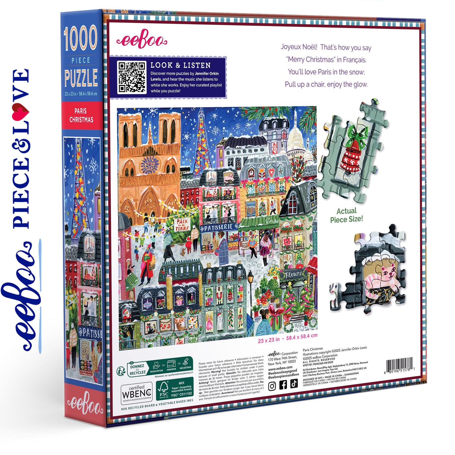 Paris Christmas 1000 pc Puzzle | eeBoo |PZT781