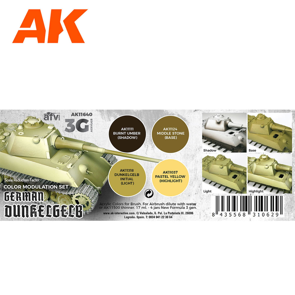 3G Special Set - German Dunkelgelb - 4 x 17ml Acrylic Paint | AK interactive | AK11640