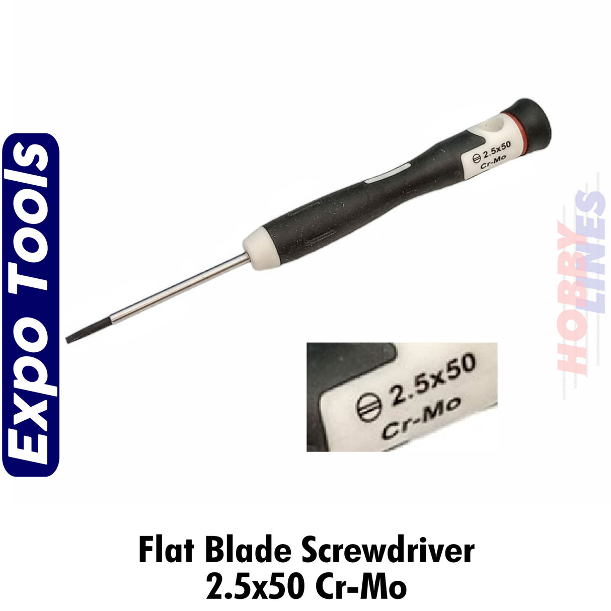 Flatblade Screwdriver- 2.5mm X 50mm Cr-Mo | Expo Tools | 77053