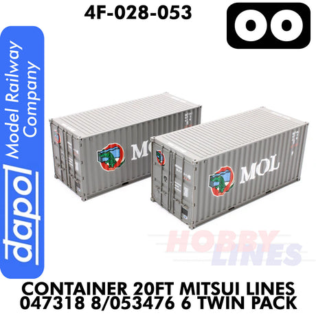 20ft Container Mitsui Lines 047318 8/053476 6 - Twin Pack | Dapol | 4F-028-053