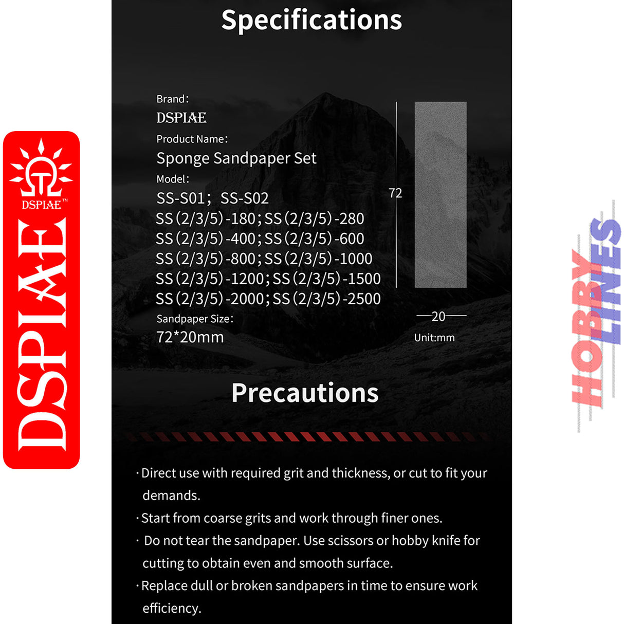 SS3-180 3mm #180 Sanding Sponge 5pcs - 180 grit | DSPIAE | DS025