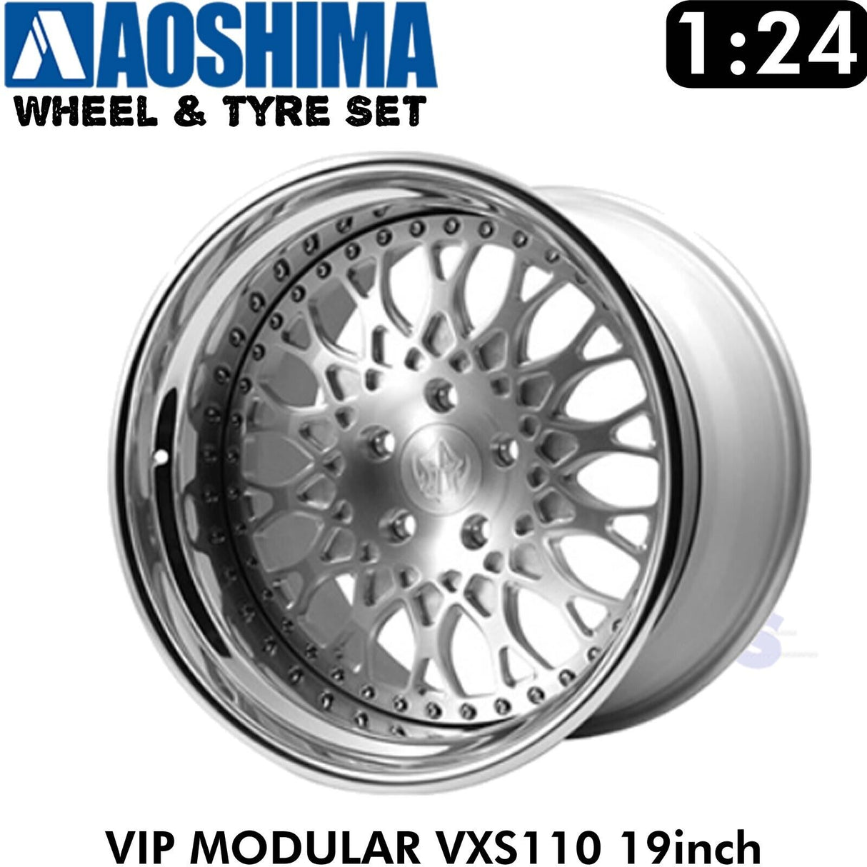 Wheels Tyres VIP MODULAR VXS110 19inch 1:24 Set of 4 Tuned Parts Aoshima 05246