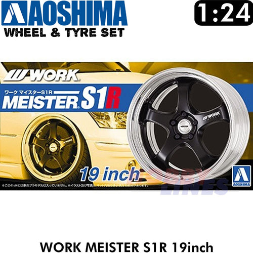 Wheels Tyres WORK MEISTER S1R 19inch 1:24 Set of 4 Tuned Parts Aoshima 05245