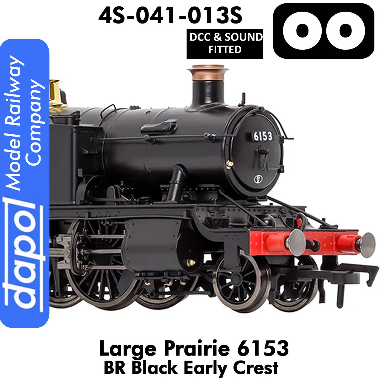 LARGE PRAIRIE 6153 BR Black Early Crest DCC & Sound Steam Locomotive |  Dapol |  4S-041-013S
