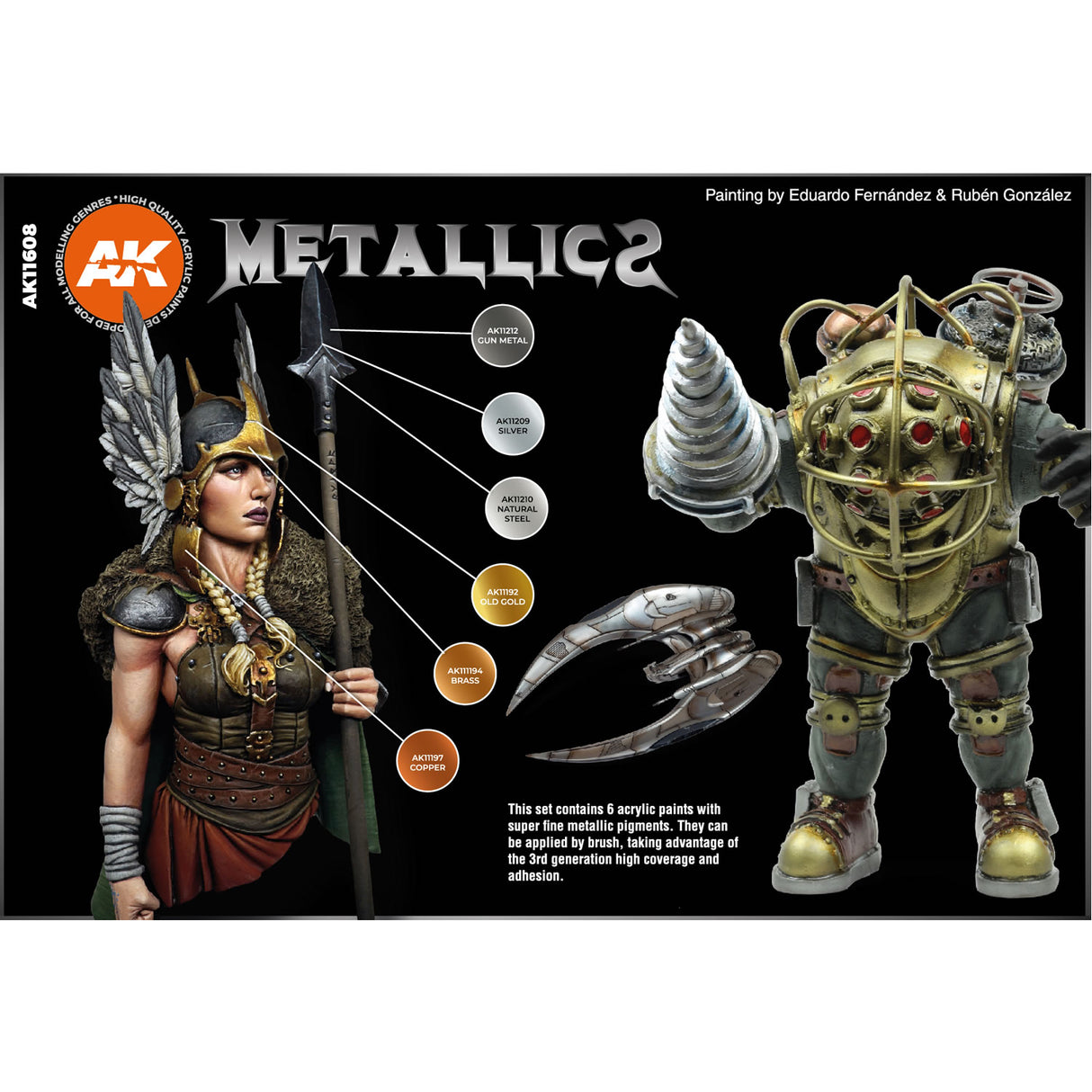 Metallics Set - 3G Acrylic Paint x 6 | AK interactive | AK11608