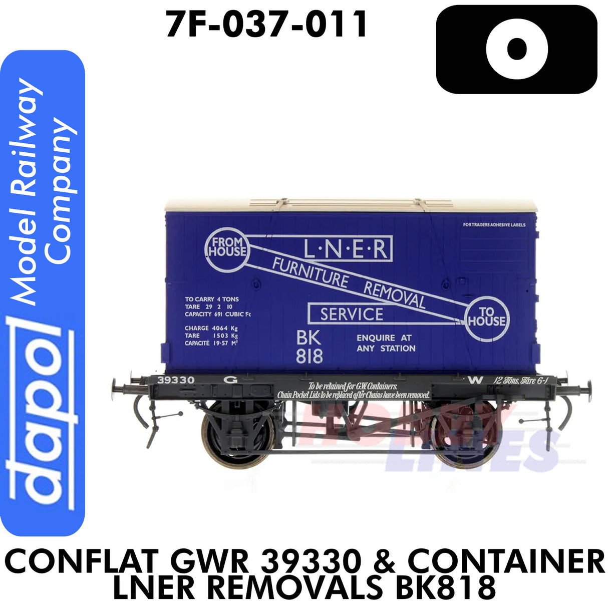Conflat GWR 39330 & Container LNER Removals BK818 - Wagon | Dapol | 7F-037-011