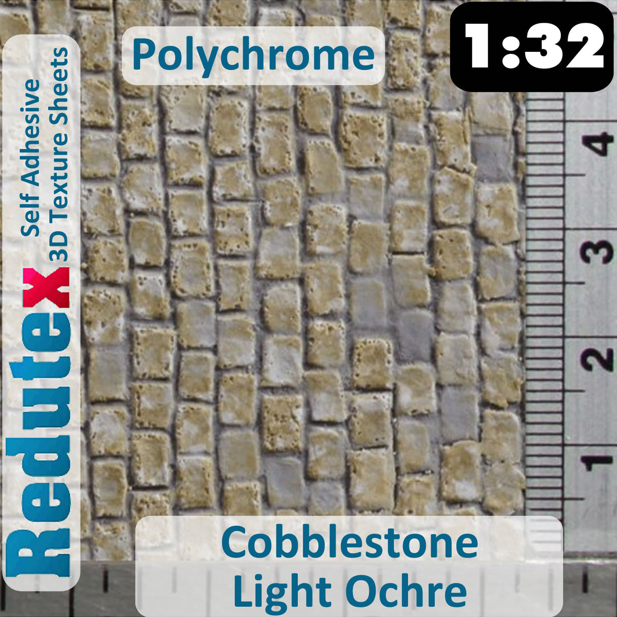 Redutex COBBLESTONE Lt Ochre POLYCHROME 1:32 1 3D Self Adhesive Texture Sheet