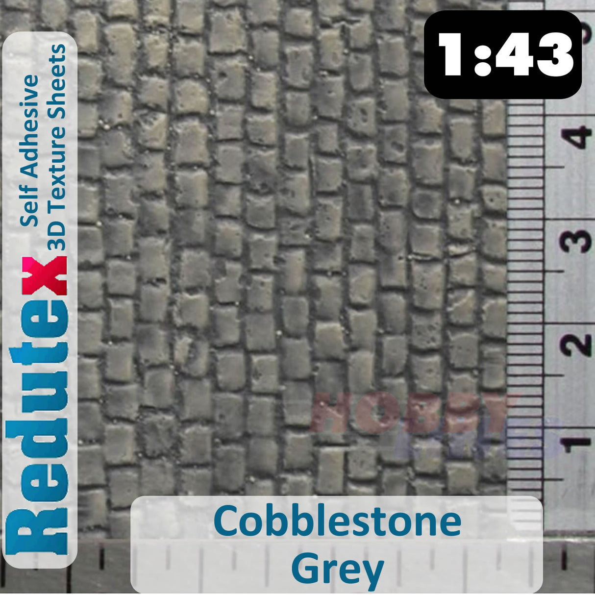 Redutex COBBLESTONE Grey O/1:43 Self Adhesive 3D Texture Sheets 043AD111