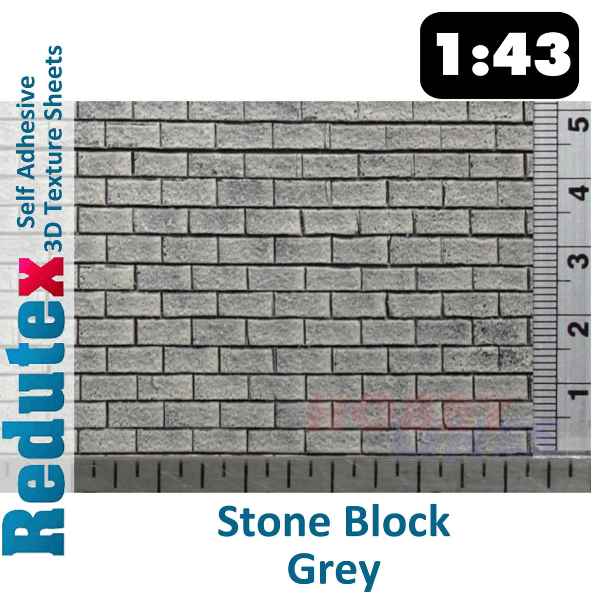 Redutex STONE BLOCK Grey O/1:43 Self Adhesive 3D Texture Sheets 043BL112