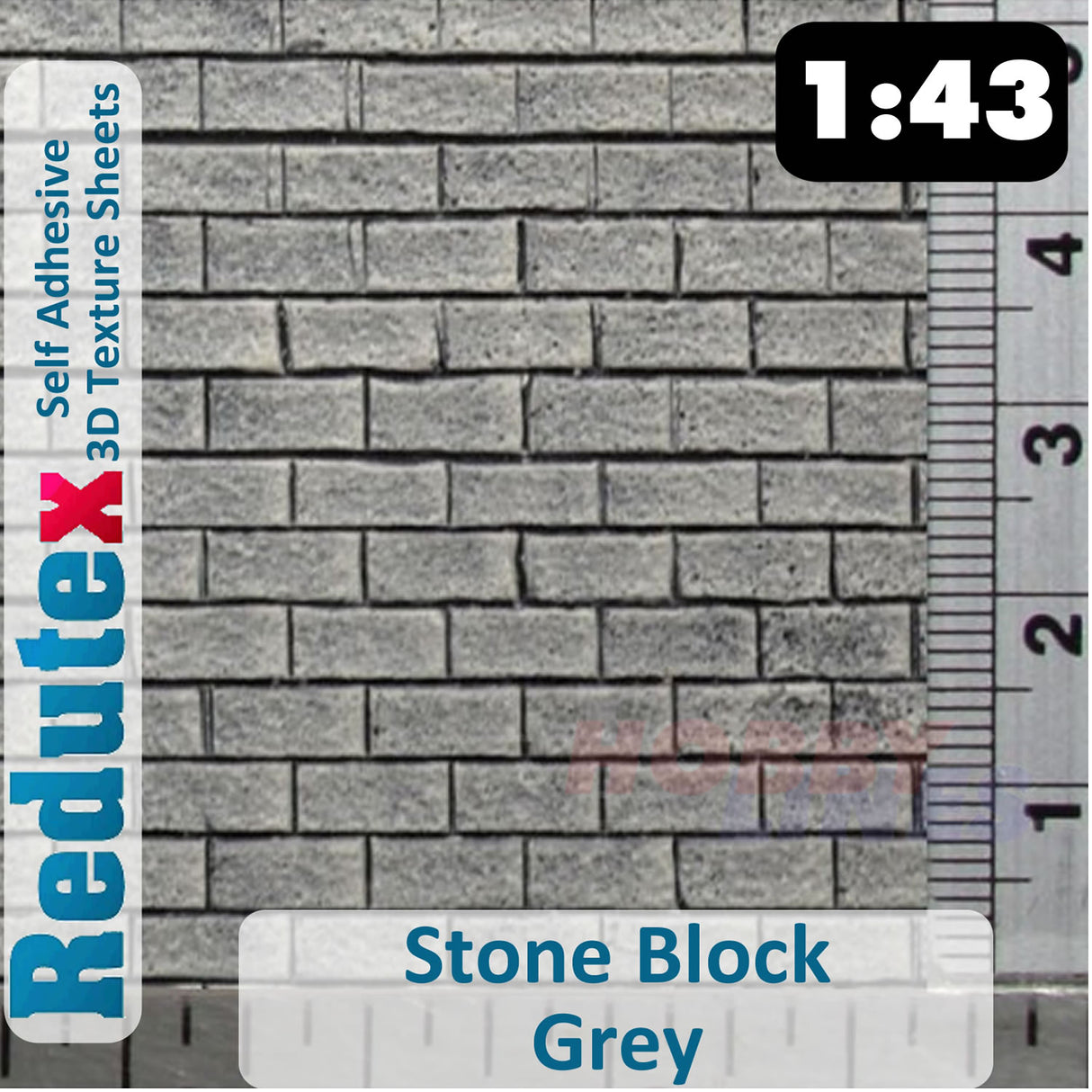 Redutex STONE BLOCK Grey O/1:43 Self Adhesive 3D Texture Sheets 043BL112