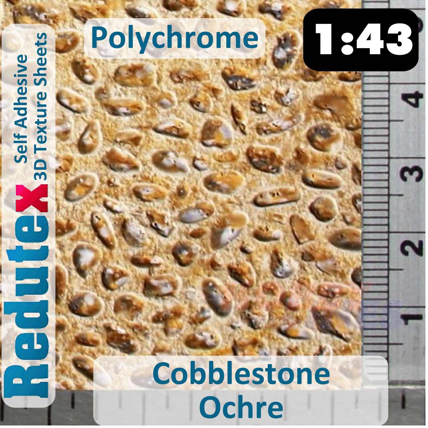 Redutex COBBLESTONE Ochre Polychrome O/1:43 3D Texture Sheets 043CR122