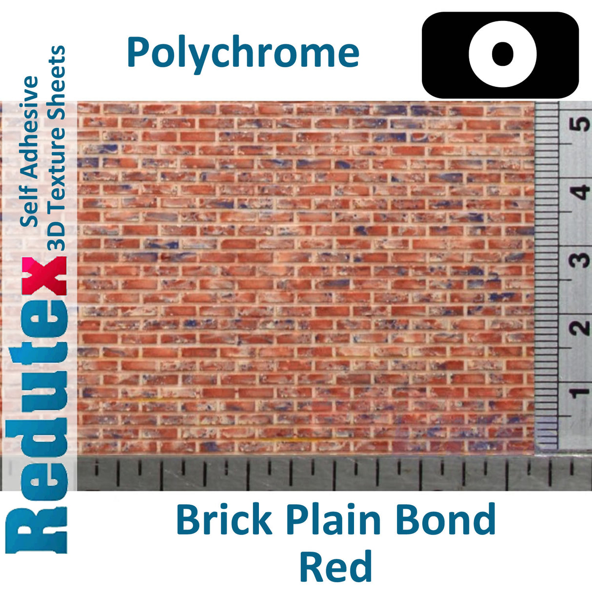 Redutex BRICK PLAIN BOND Red Polychrome O/1:43 3D Texture Sheets 043LD122