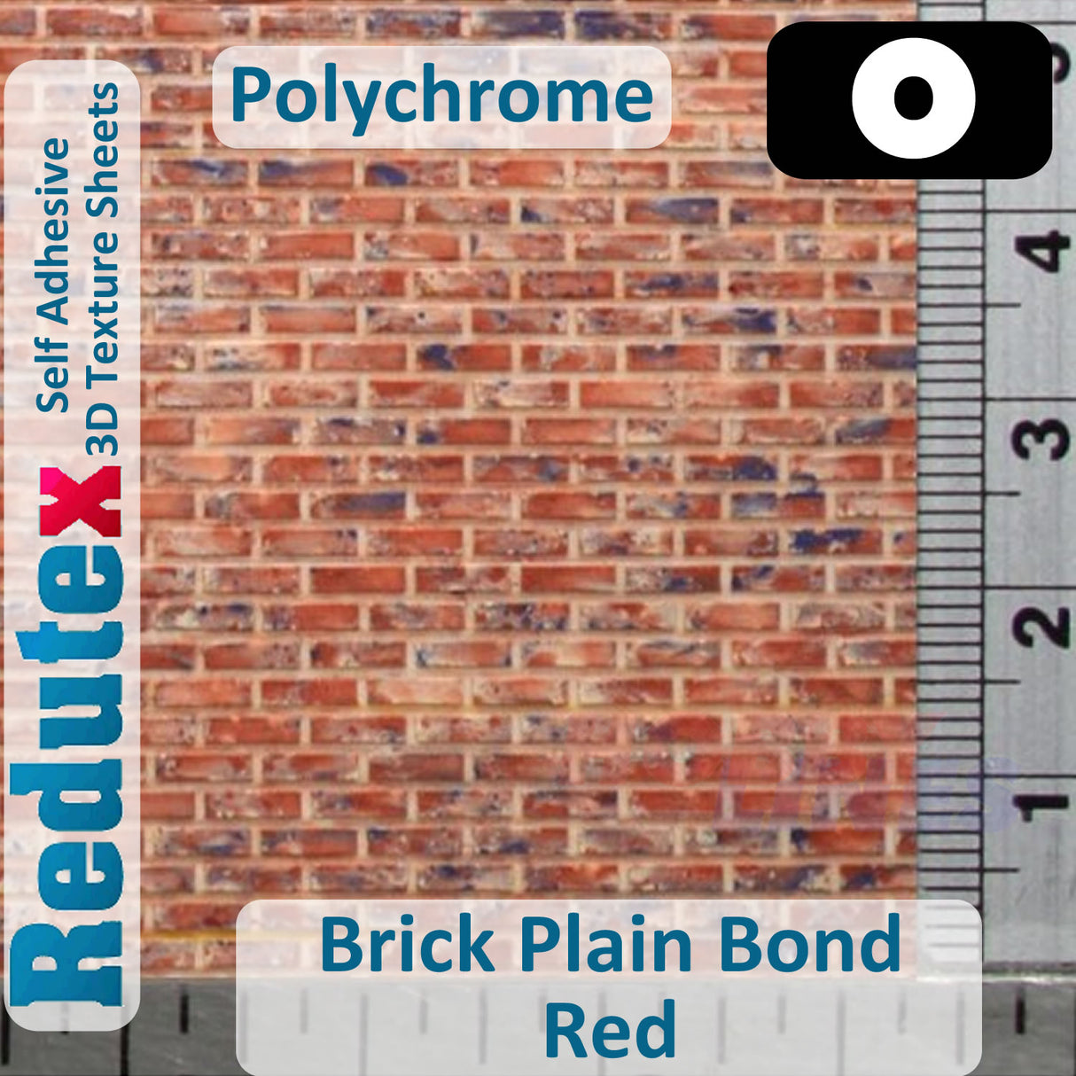 Redutex BRICK PLAIN BOND Red Polychrome O/1:43 3D Texture Sheets 043LD122
