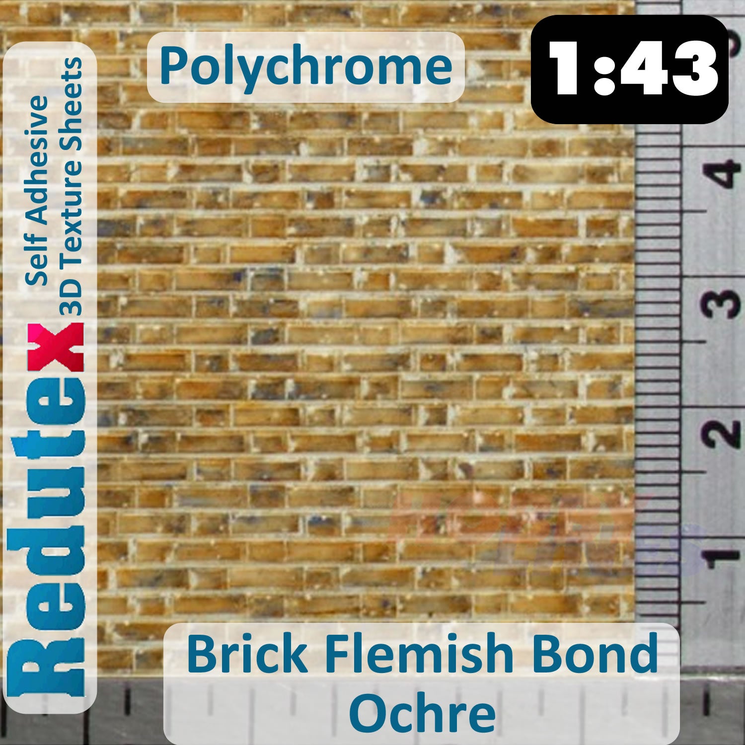 Redutex BRICK FLEMISH BOND Ochre Polychrome O/1:43 3D Texture Sheets 043LD321