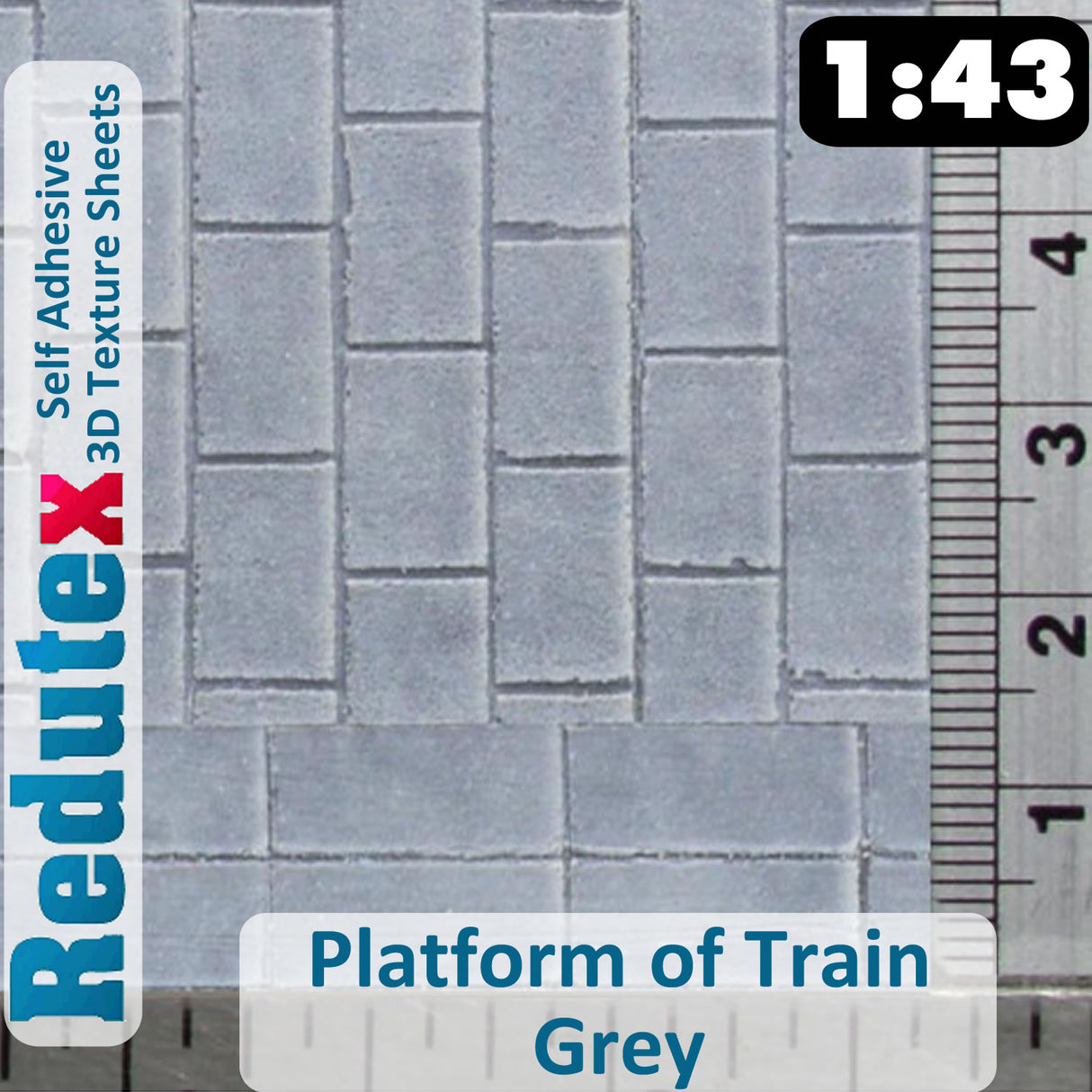 Redutex PLATFORM OF TRAIN Grey O 1:43 Self Adhesive 3D Texture Sheets 043PA111