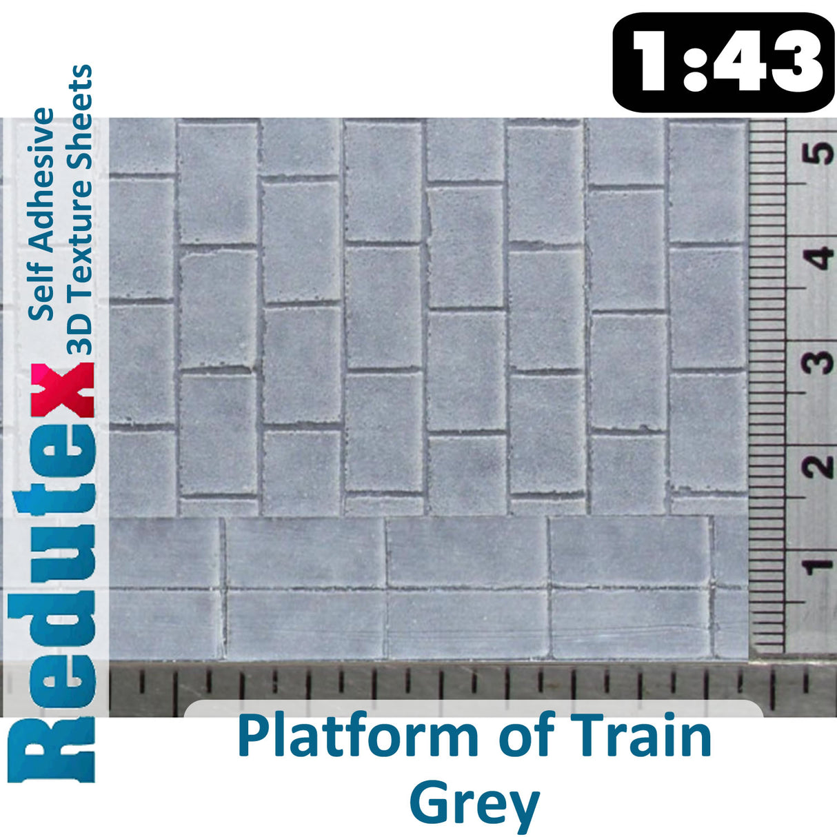 Redutex PLATFORM OF TRAIN Grey O 1:43 Self Adhesive 3D Texture Sheets 043PA111