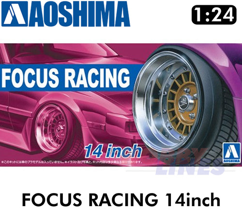FOCUS RACING 14inch 1:24 WHEELS & TYRES Set of 4 AOSHIMA Tuned Parts 05374