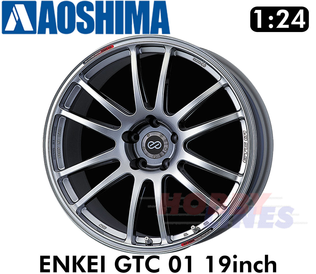 ENKEI GTC 01 19inch 1:24 WHEELS & TYRES Set of 4 AOSHIMA Tuned Parts 05380
