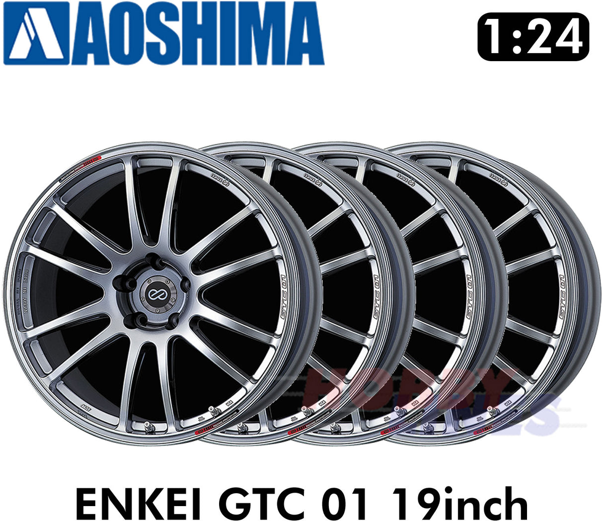 ENKEI GTC 01 19inch 1:24 WHEELS & TYRES Set of 4 AOSHIMA Tuned Parts 05380