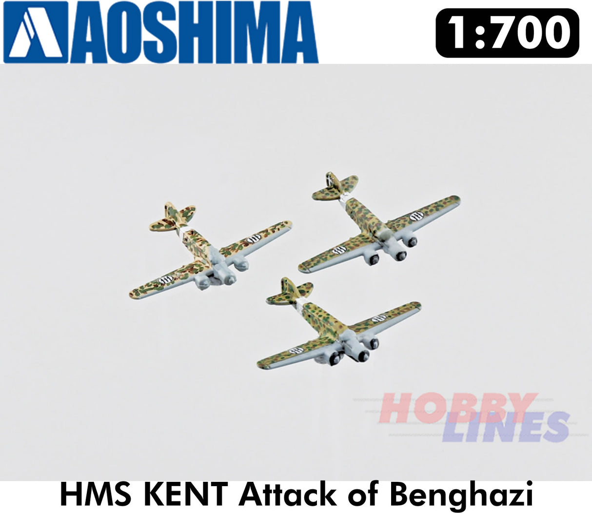 HMS KENT Heavy Cruiser Attack of Benghazi WWII 1:700 Waterline kit Aoshima 05671