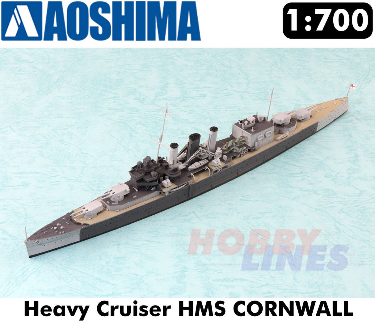 HMS CORNWALL Heavy Cruiser WWII British Navy 1:700 model kit Aoshima 05674