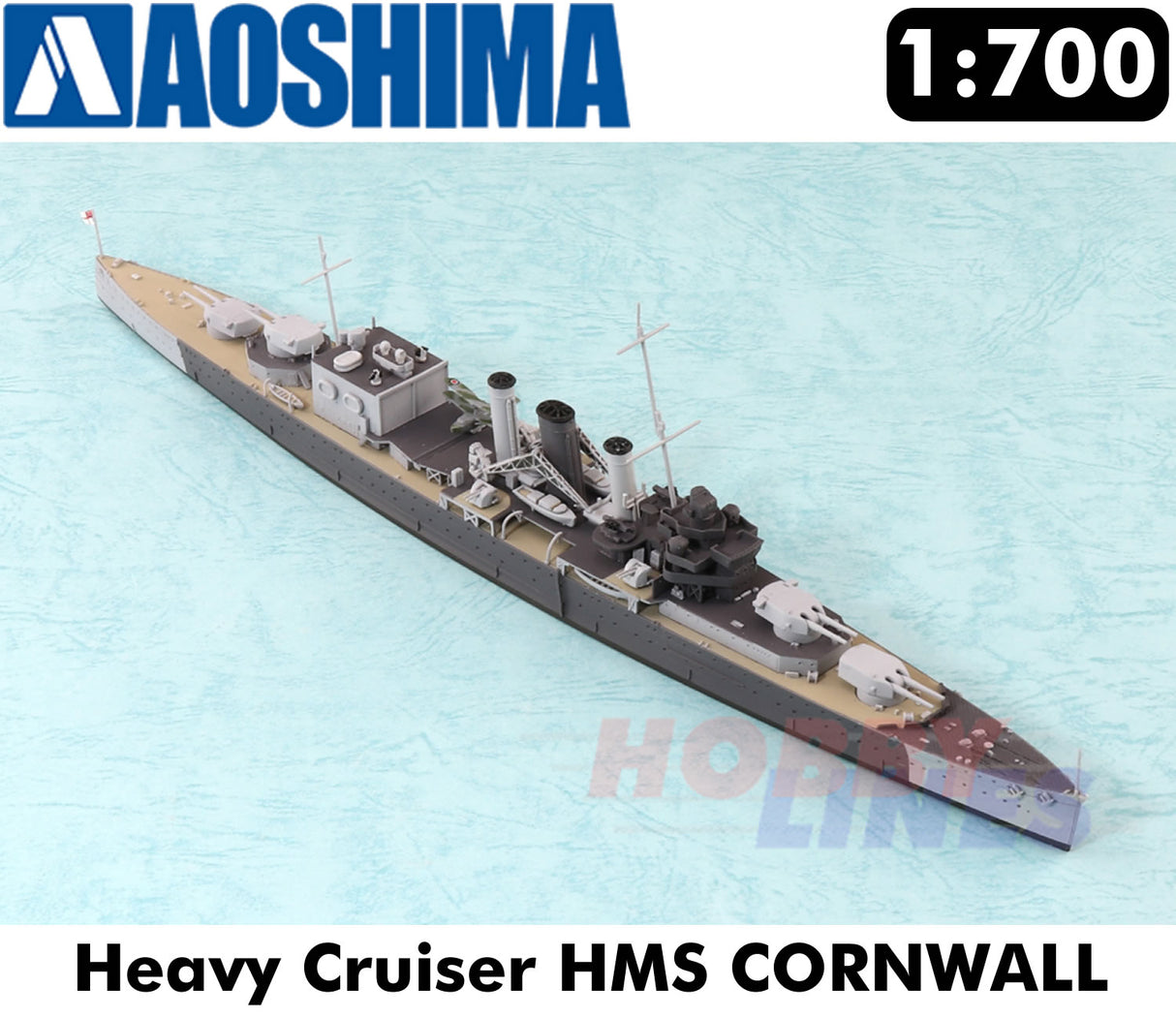 HMS CORNWALL Heavy Cruiser WWII British Navy 1:700 model kit Aoshima 05674