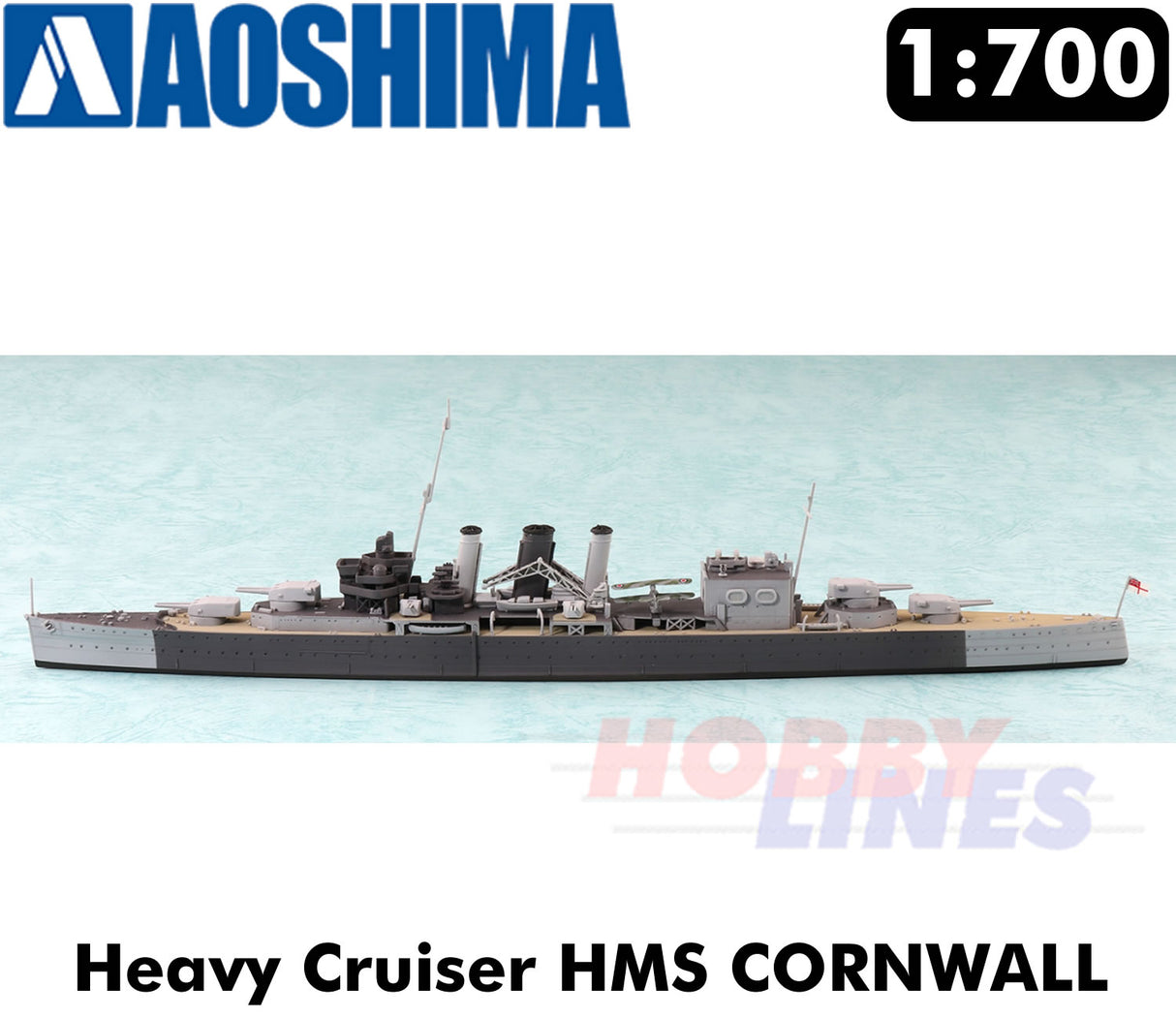 HMS CORNWALL Heavy Cruiser WWII British Navy 1:700 model kit Aoshima 05674