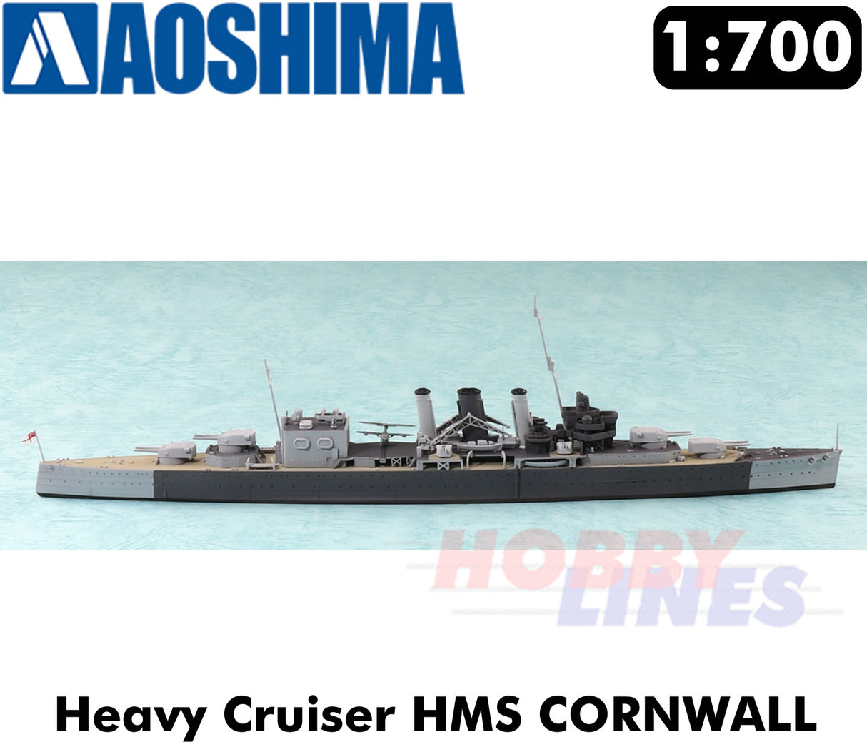 HMS CORNWALL Heavy Cruiser WWII British Navy 1:700 model kit Aoshima 05674