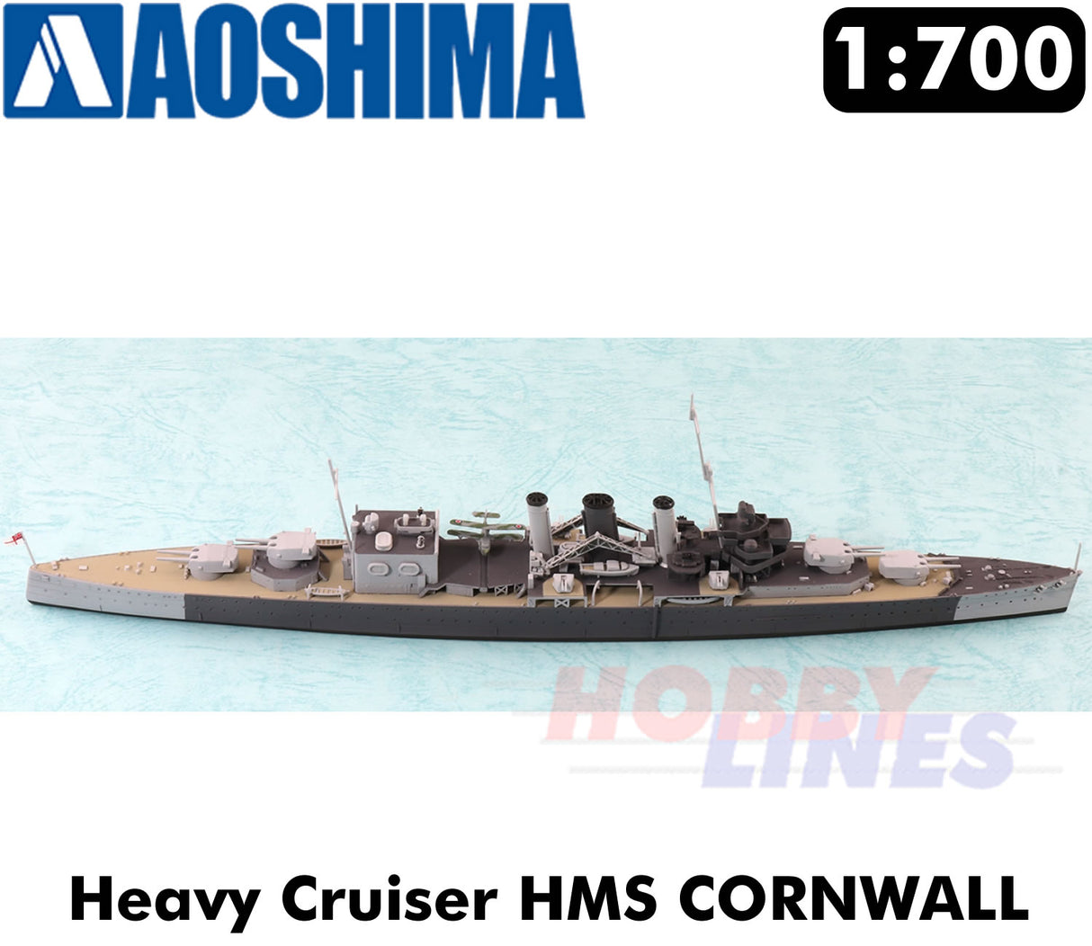 HMS CORNWALL Heavy Cruiser WWII British Navy 1:700 model kit Aoshima 05674