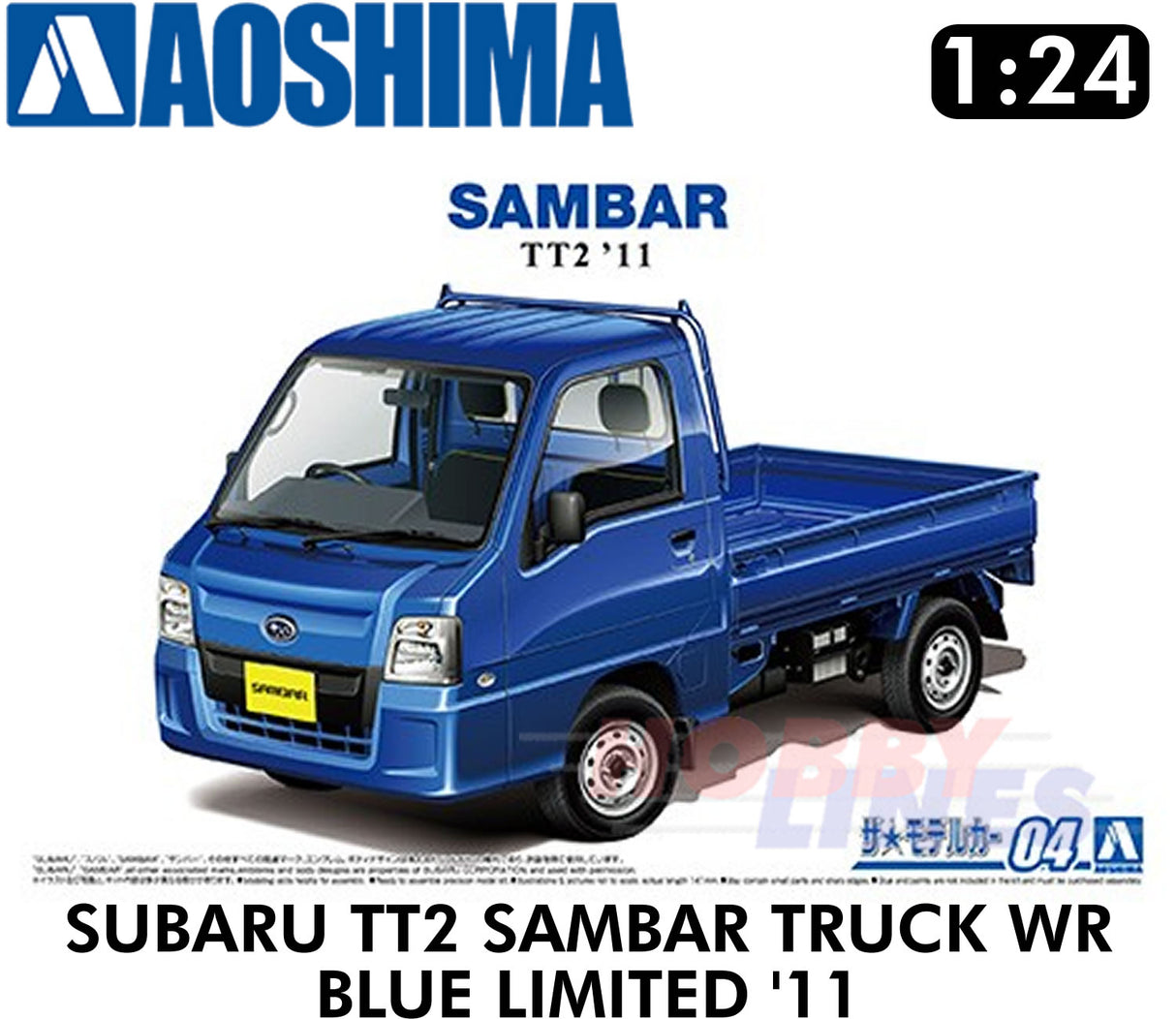 SUBARU TT2 SAMBAR TRUCK WR BLUE LIMITED '11 1:24 scale model kit Aoshima 05828