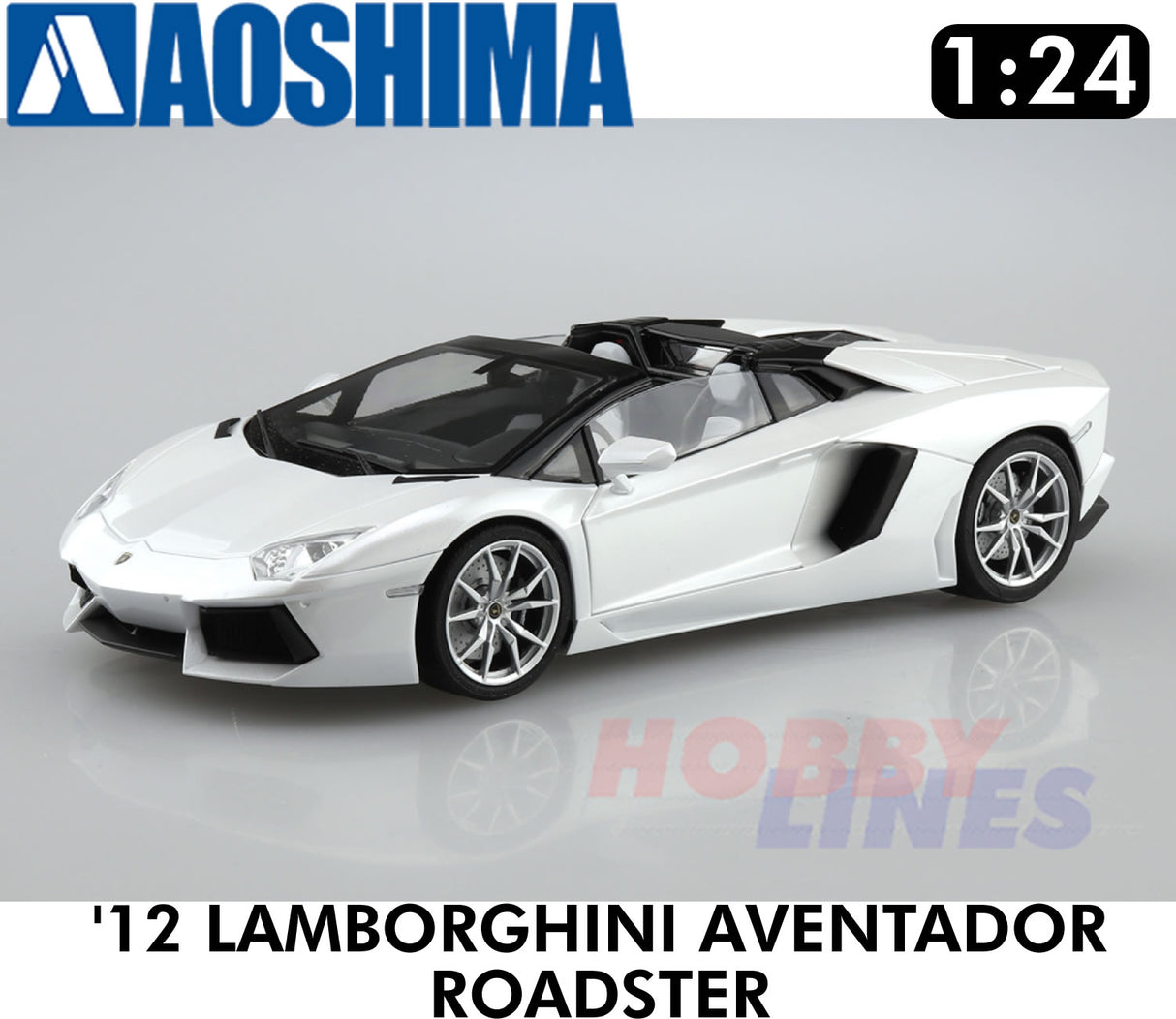 12 LAMBORGHINI AVENTADOR ROADSTER supercar 1:24 scale model kit Aoshima 05866