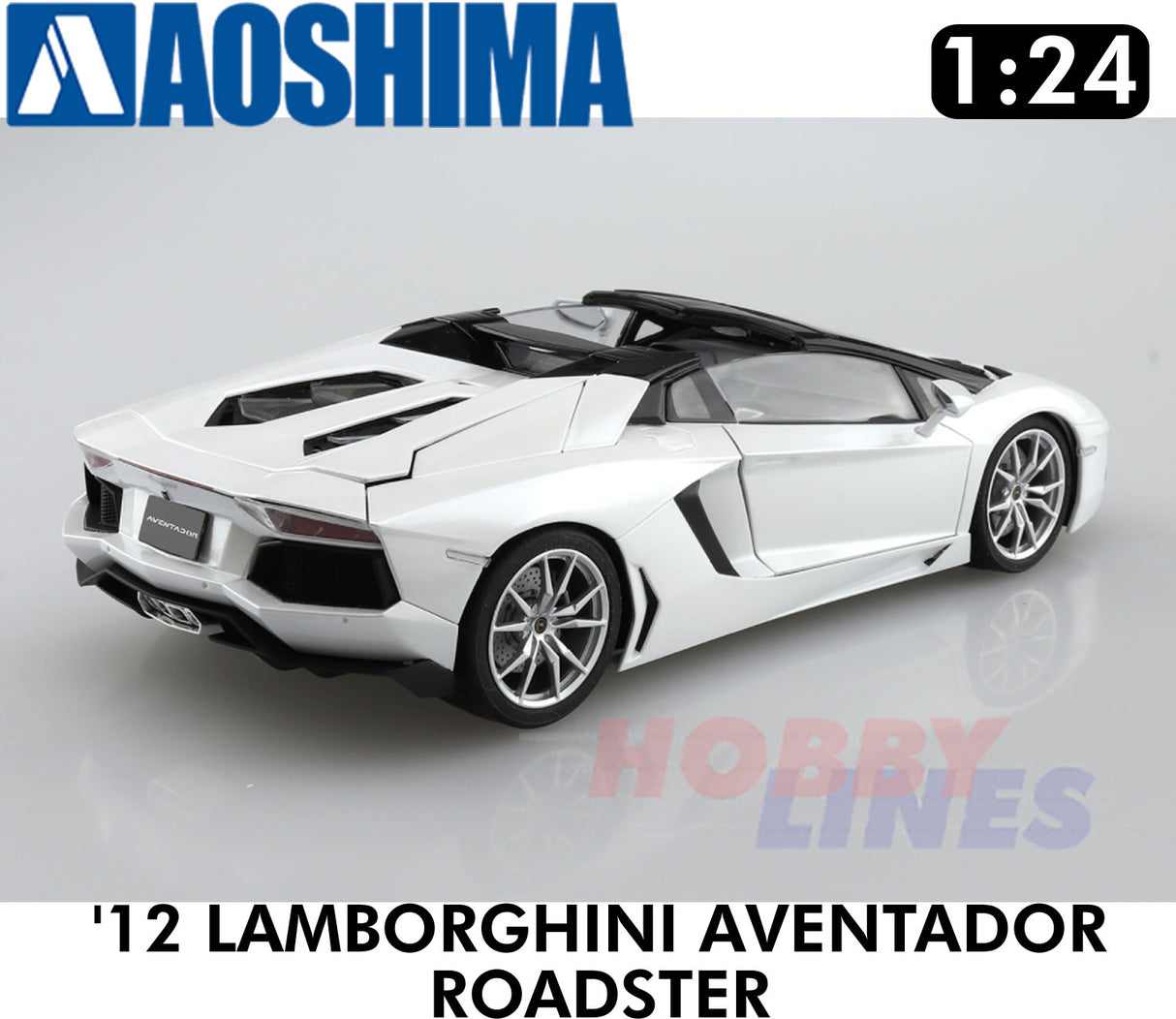 12 LAMBORGHINI AVENTADOR ROADSTER supercar 1:24 scale model kit Aoshima 05866