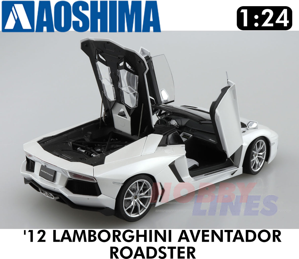 12 LAMBORGHINI AVENTADOR ROADSTER supercar 1:24 scale model kit Aoshima 05866