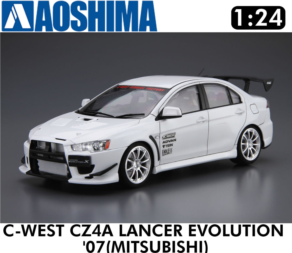 C-WEST CZ4A LANCER EVOLUTION X '07 MITSUBISHI 1:24 scale model kit Aoshima 05897