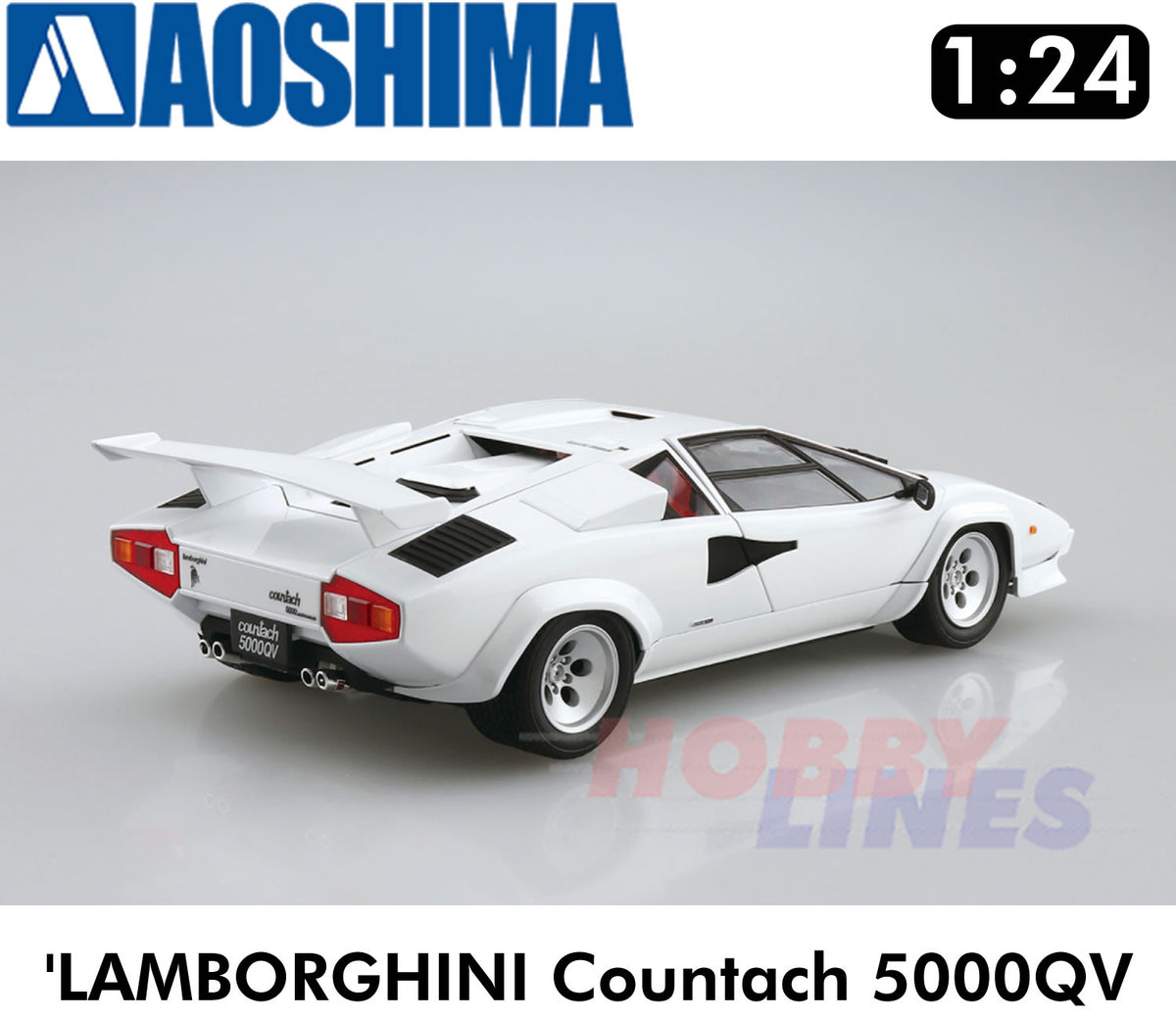 LAMBORGHINI Countach 5000QV '85 supercar 1:24 scale model kit Aoshima 05945