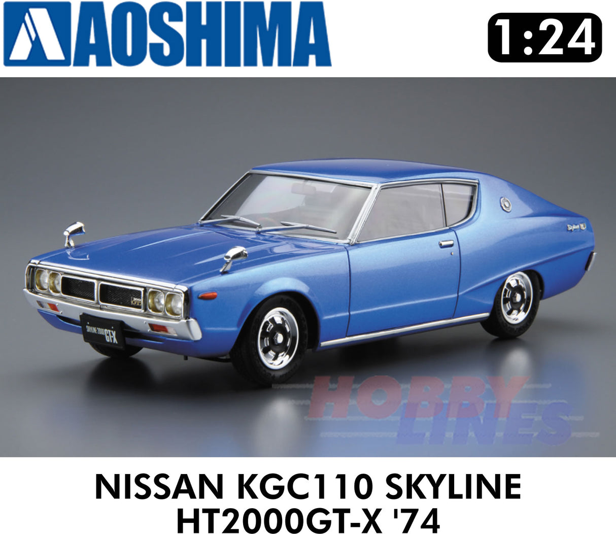NISSAN KGC110 SKYLINE HT2000GT-X '74 1974 1:24 scale model kit Aoshima 06107