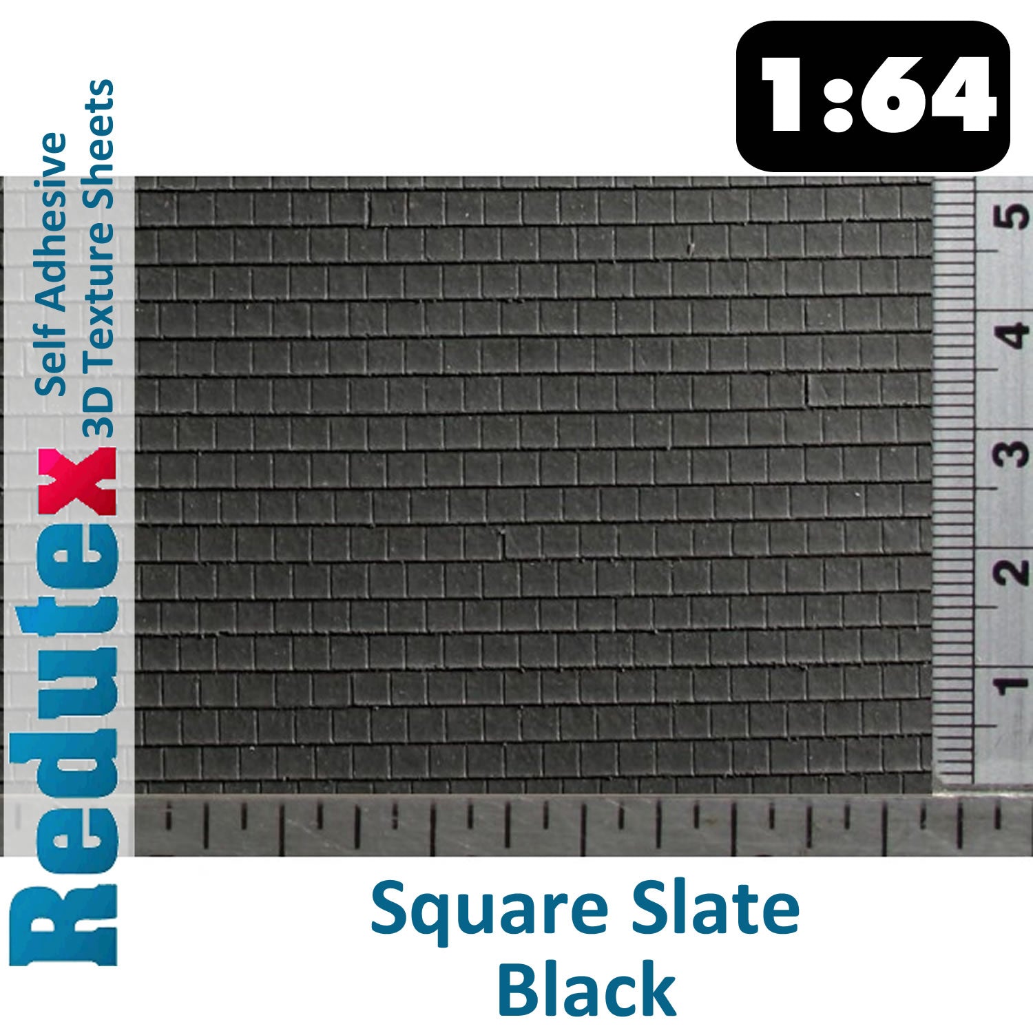 Redutex SQURE SLATE Black STANDARD 1:64 S 3D Self Adhesive Texture Sheet
