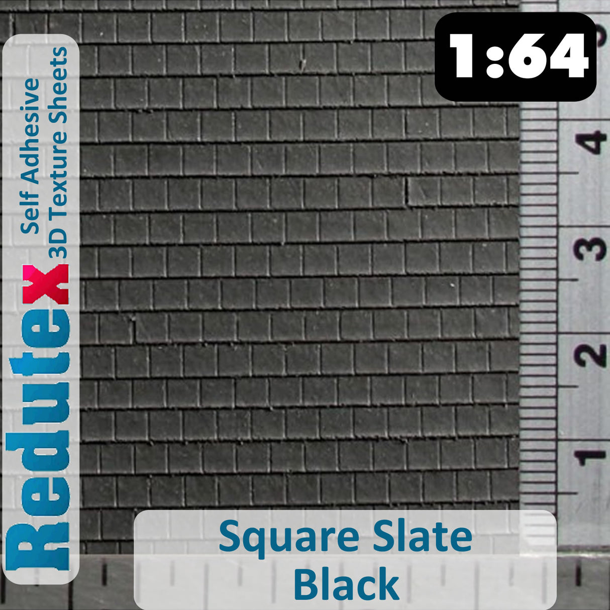 Redutex SQURE SLATE Black STANDARD 1:64 S 3D Self Adhesive Texture Sheet