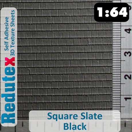 Redutex SQURE SLATE Black STANDARD 1:64 S 3D Self Adhesive Texture Sheet